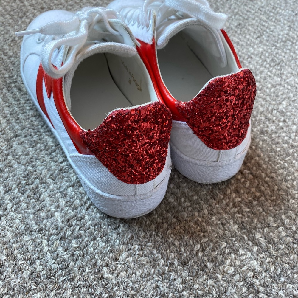 Red sequin sneakers